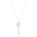 18k Yellow Gold Vintage Oval Key Pendant Necklace w/ Box