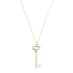 18k Yellow Gold Vintage Oval Key Pendant Necklace w/ Box