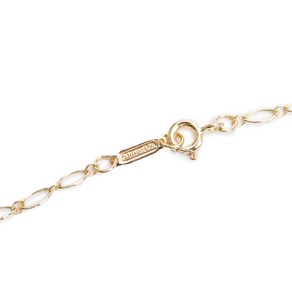 18k Yellow Gold Vintage Oval Key Pendant Necklace w/ Box