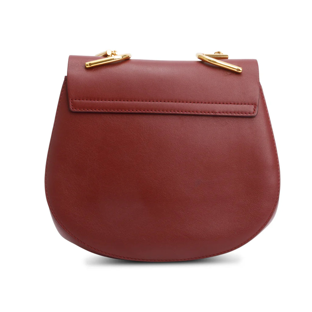 Maroon Suede Calfskin Leather Mini Drew Crossbody Bag Coeur Cult Core