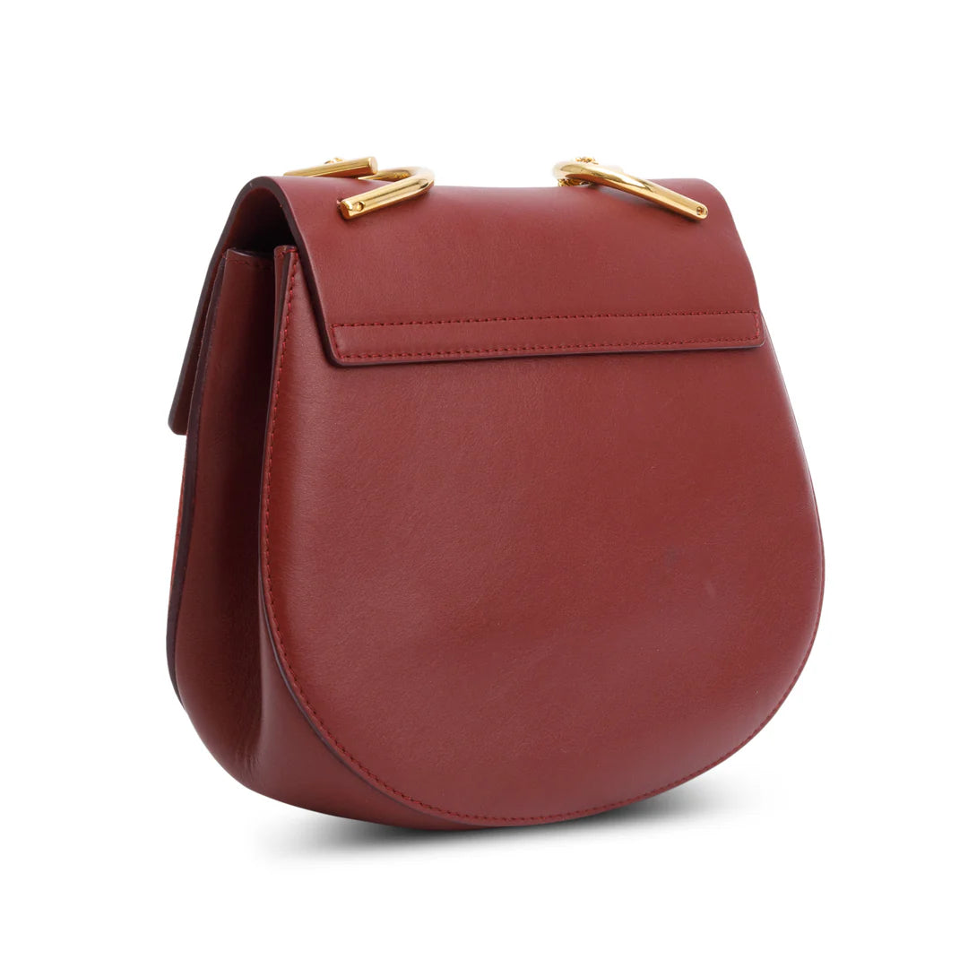 Maroon Suede Calfskin Leather Mini Drew Crossbody Bag Coeur Cult Core