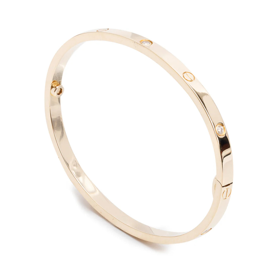 2023 18k Yellow Gold 6 Diamond Love Bracelet, Small Model, Size 16 w/ Box, Receipt &amp; Certificate Coeur Cult Core
