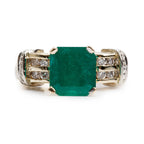 14k Yellow Gold Emerald &amp; Diamond Ring, Size 10.25