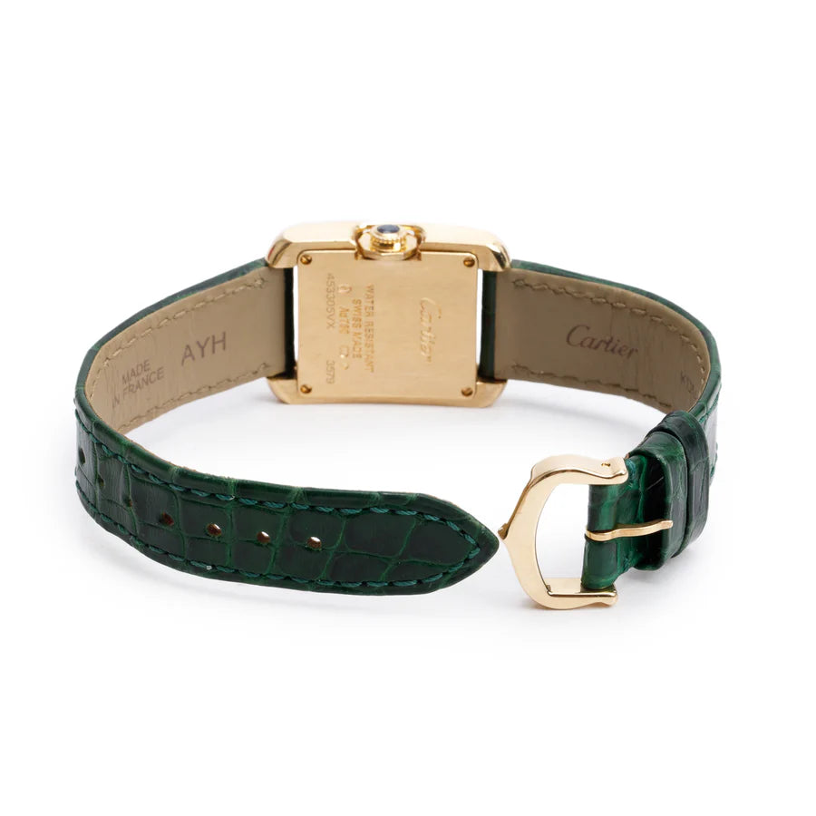 18k Yellow Gold Tank Anglaise Quartz Watch 3579 Coeur Cult Core
