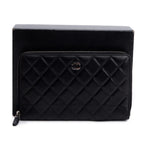 Black Lambskin Leather Large Zip Around Organizer Wallet w/ Box &amp; Authenticity Card