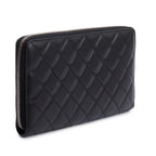 Black Lambskin Leather Large Zip Around Organizer Wallet w/ Box &amp; Authenticity Card