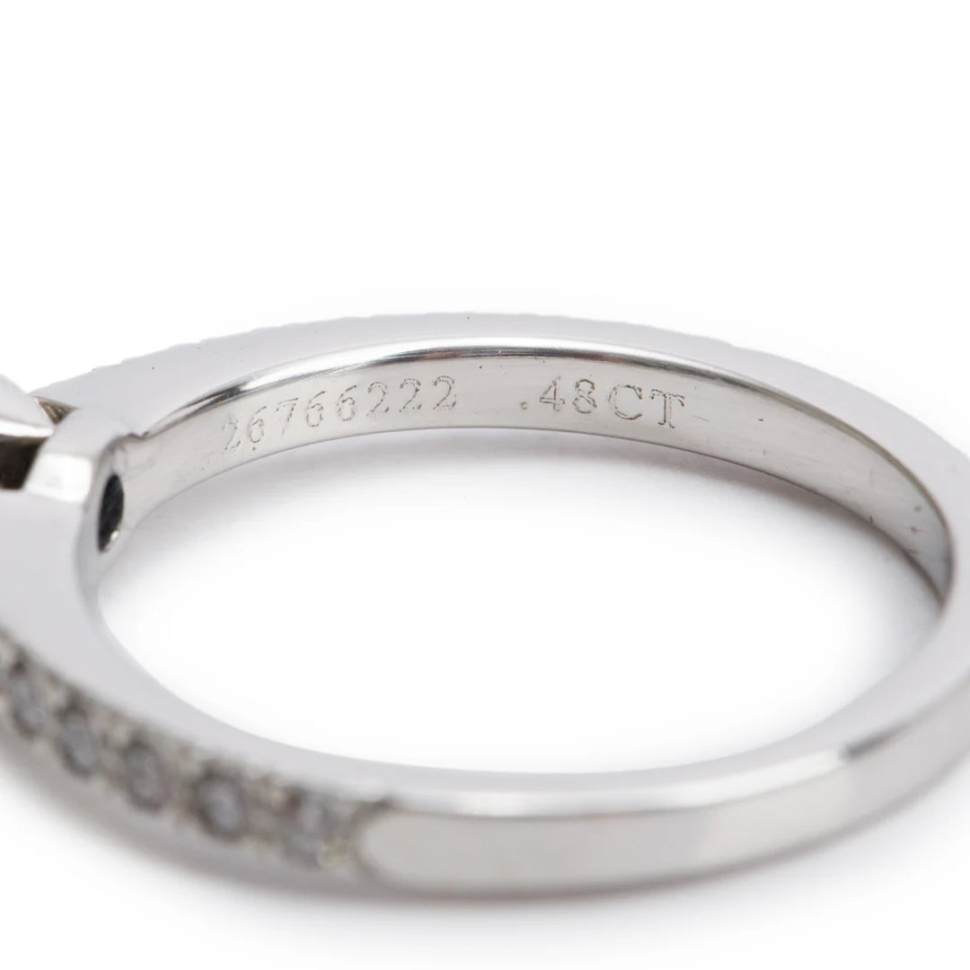 Novo Platinum 0.48 ct. Square Cushion Brilliant Cut Diamond Engagement Ring, Size 4.5 w/ Box &amp; Certification Paperwork