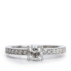 Novo Platinum 0.48 ct. Square Cushion Brilliant Cut Diamond Engagement Ring, Size 4.5 w/ Box &amp; Certification Paperwork