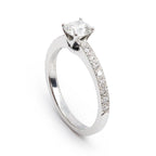 Novo Platinum 0.48 ct. Square Cushion Brilliant Cut Diamond Engagement Ring, Size 4.5 w/ Box &amp; Certification Paperwork