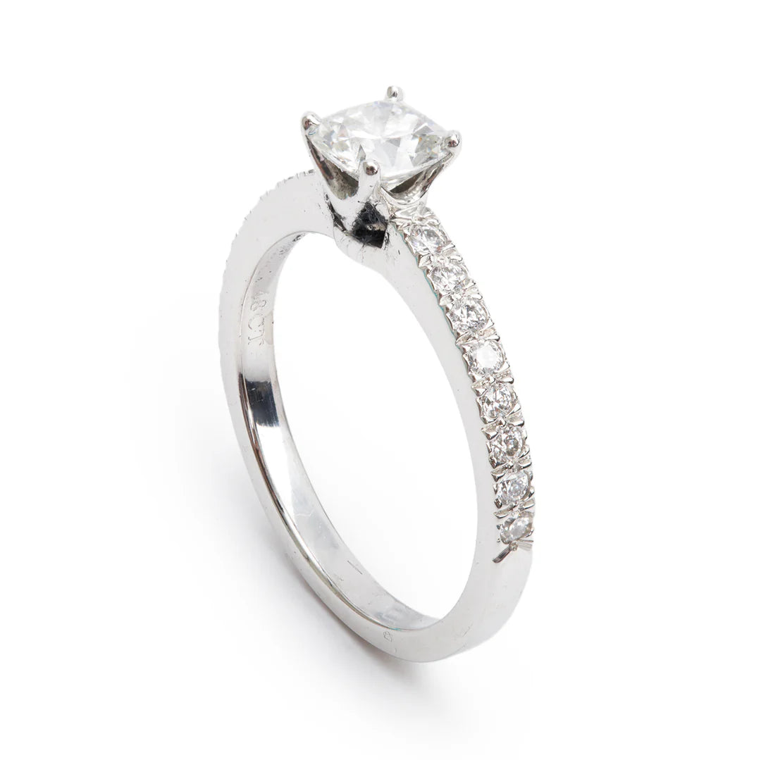 Novo Platinum 0.48 ct. Square Cushion Brilliant Cut Diamond Engagement Ring, Size 4.5 w/ Box &amp; Certification Paperwork