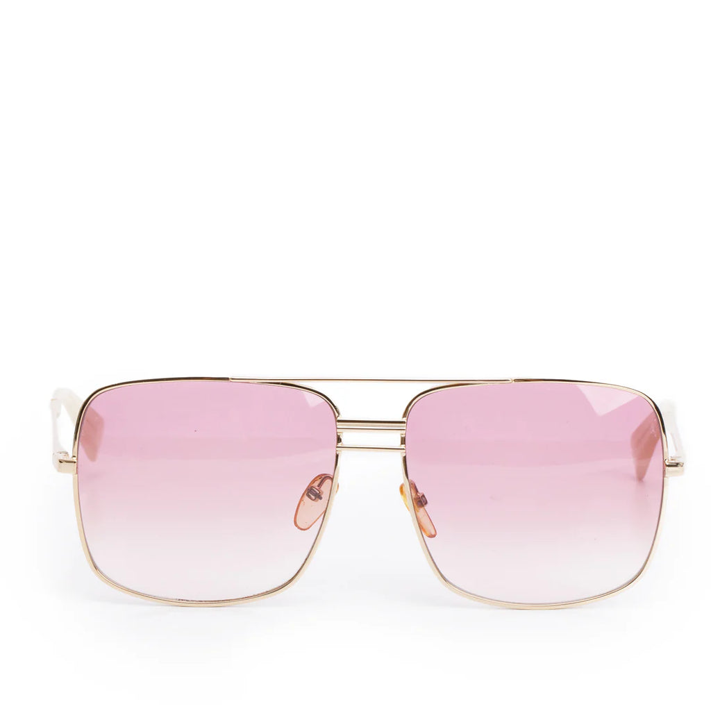 CL41808/S Gold Tone Metal Square Aviator Sunglasses w/ Case Coeur Cult Core