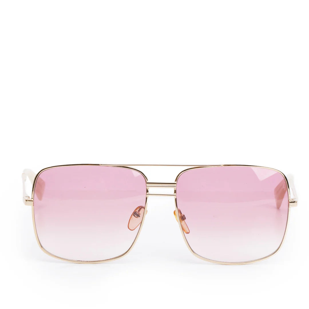 CL41808/S Gold Tone Metal Square Aviator Sunglasses w/ Case Coeur Cult Core