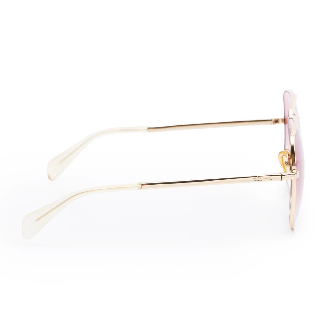 CL41808/S Gold Tone Metal Square Aviator Sunglasses w/ Case Coeur Cult Core