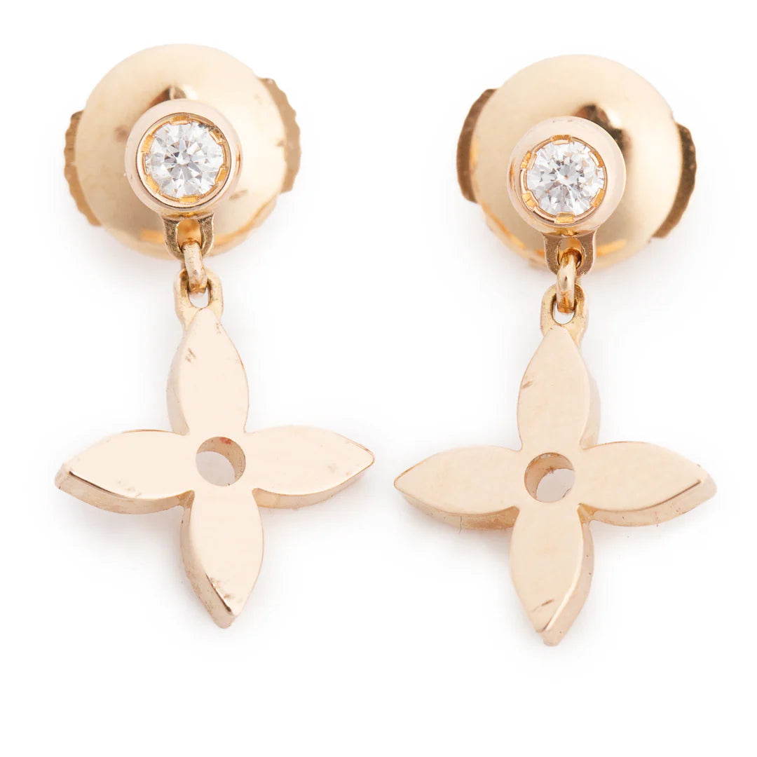 18k Rose Gold &amp; Diamond Idylle Blossom Stud Earrings w/ Box Coeur Cult Core