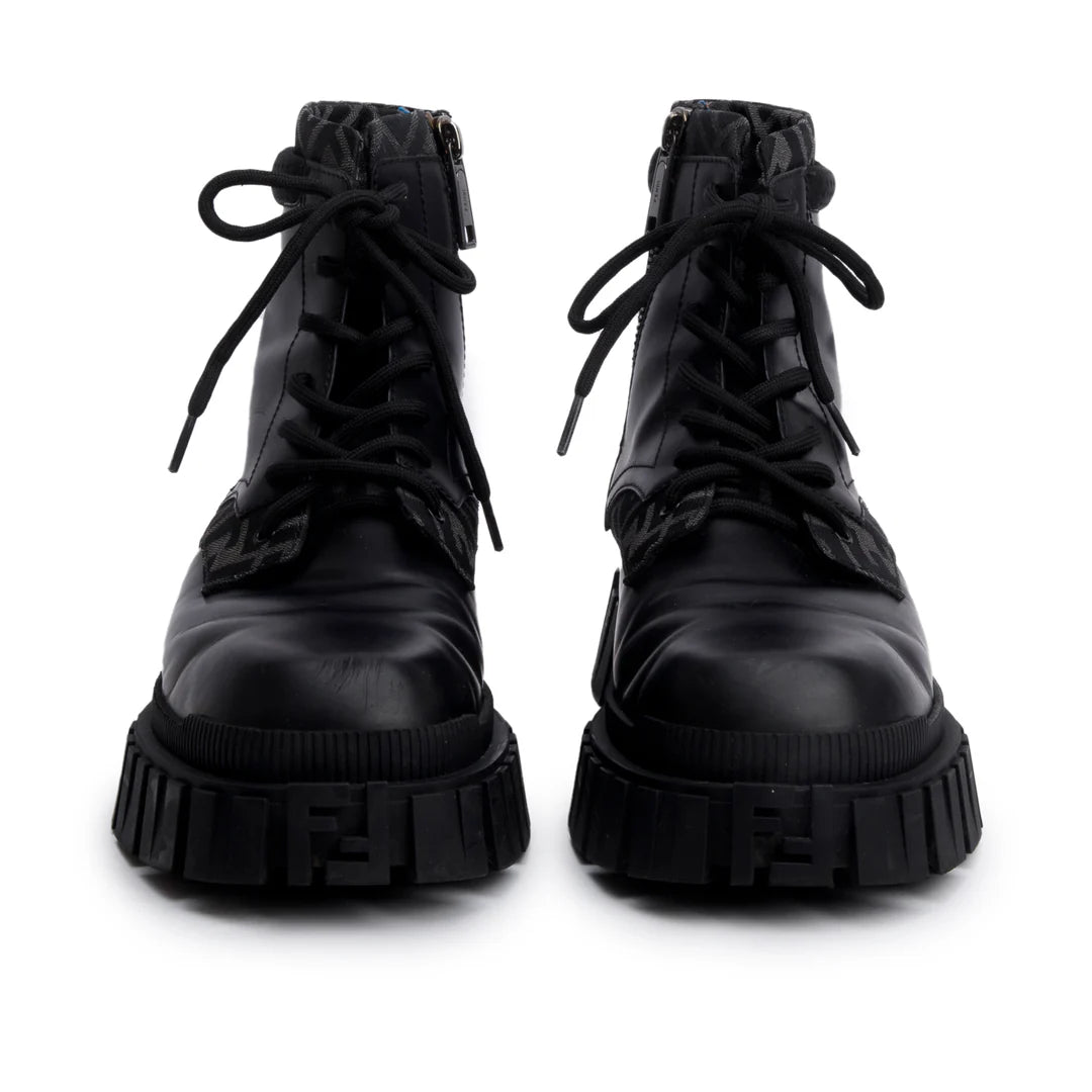 Black FF Canvas Black Leather Force Combat Boots, Men's Size 10