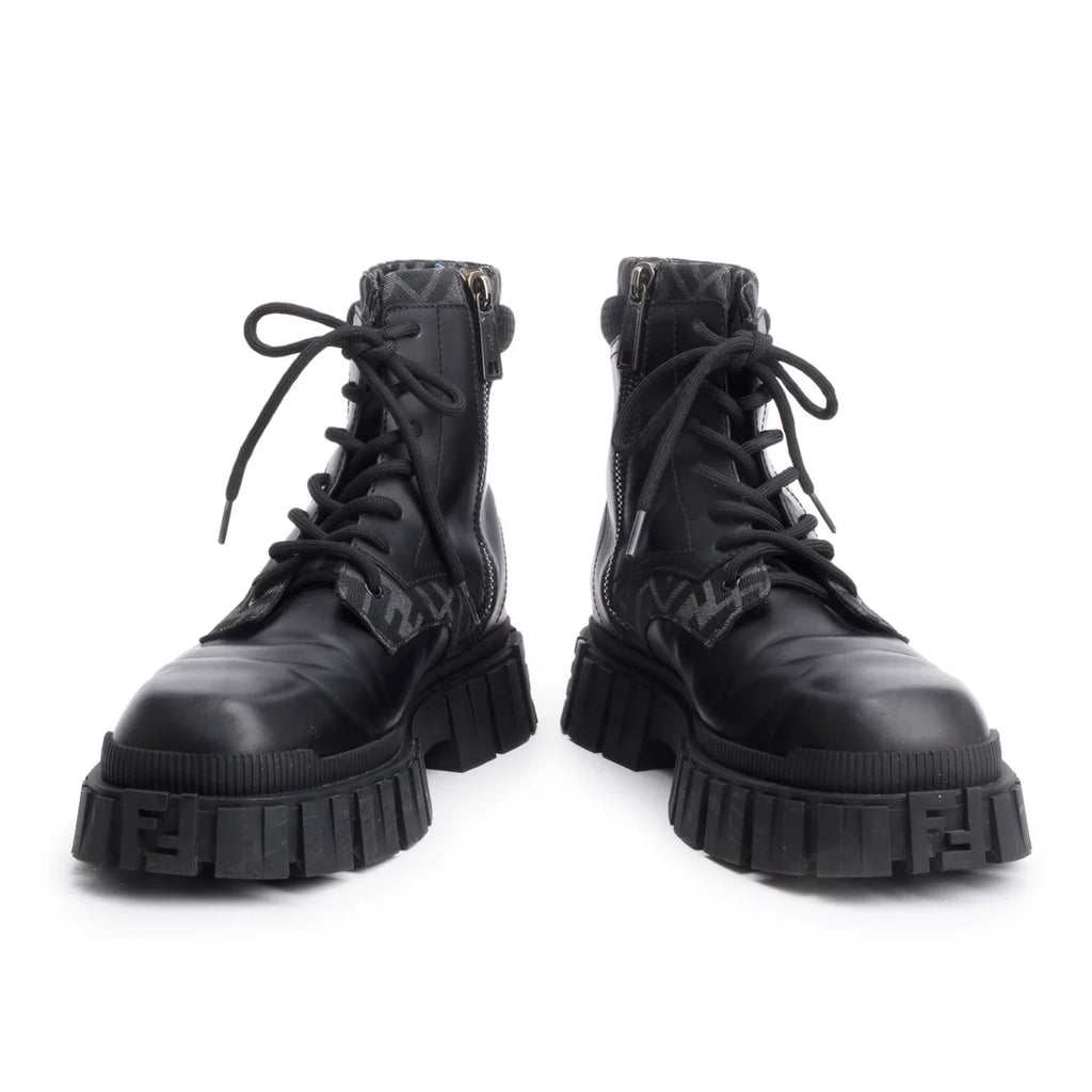 Black FF Canvas Black Leather Force Combat Boots, Men's Size 10