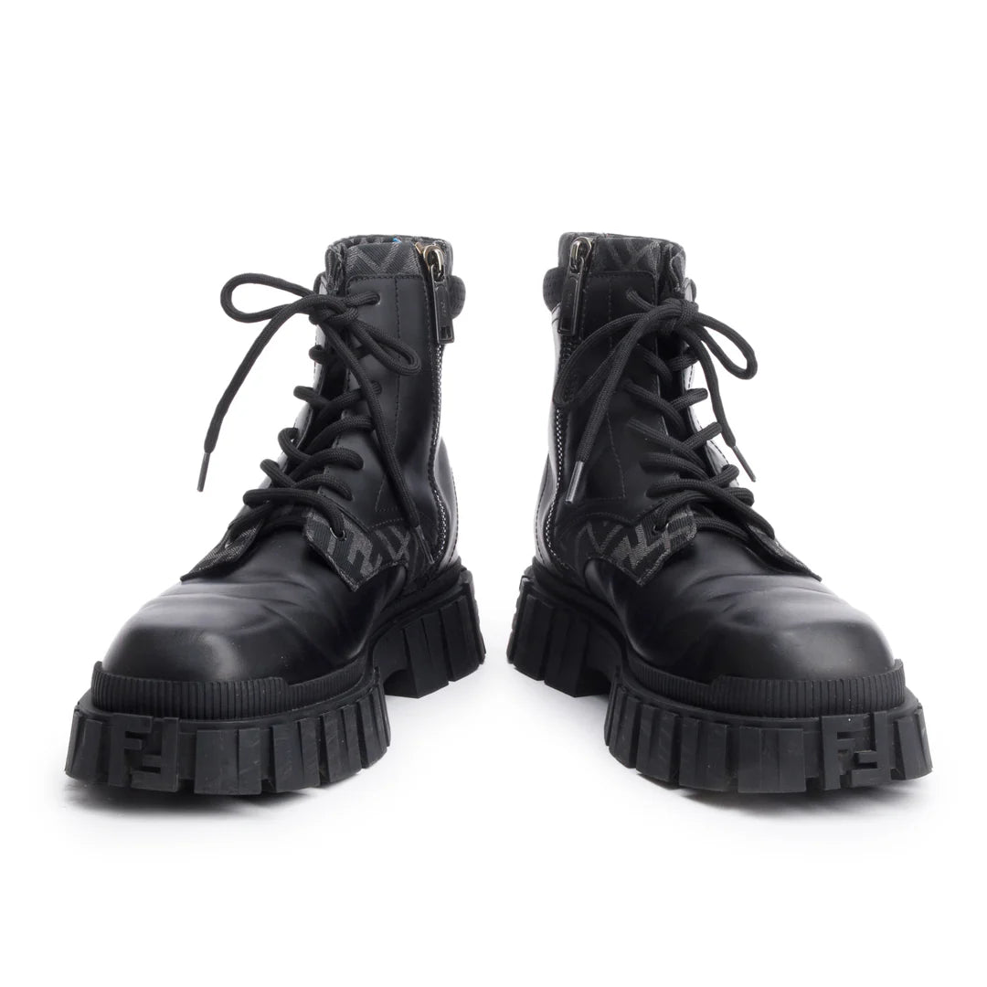 Black FF Canvas Black Leather Force Combat Boots, Men's Size 10