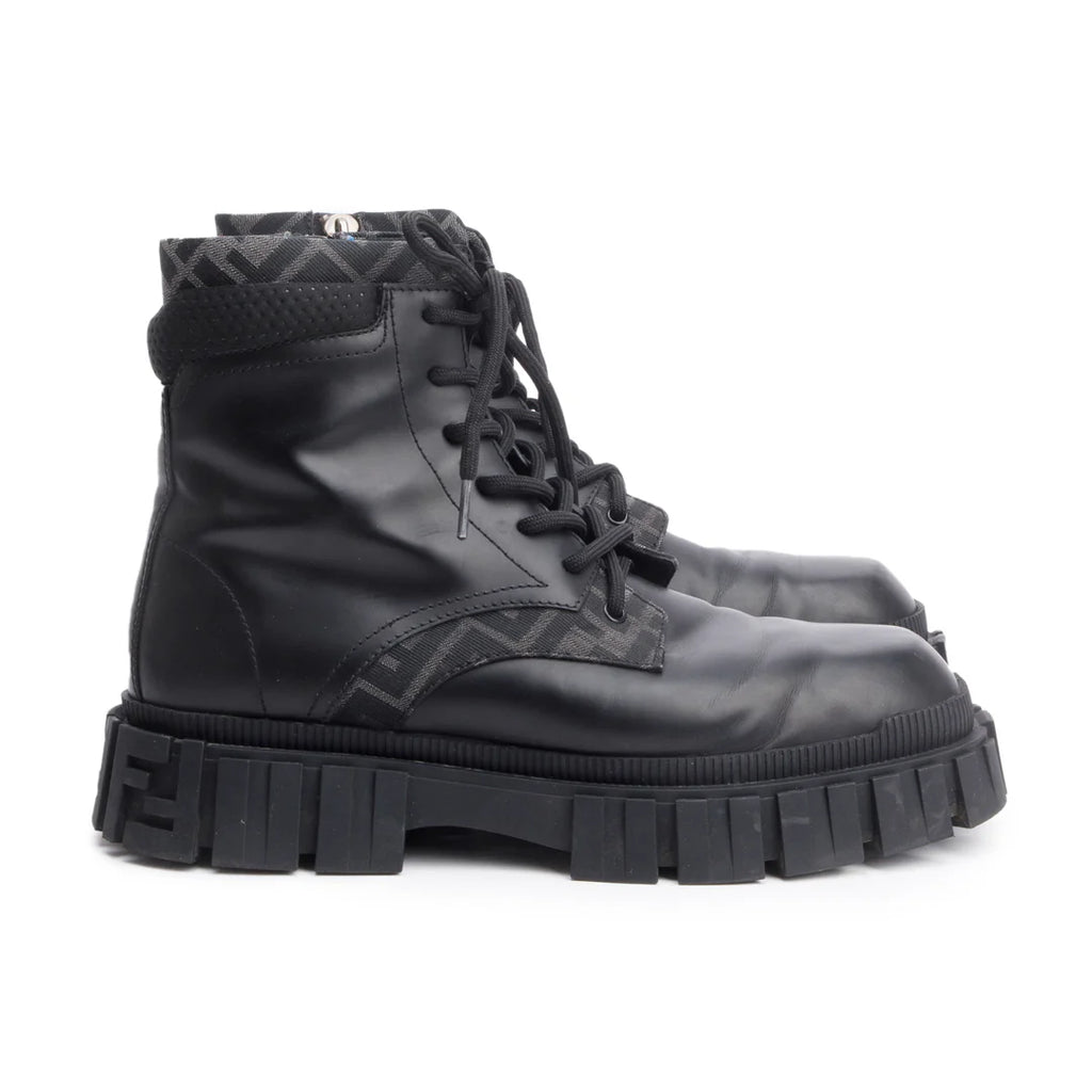 Black FF Canvas Black Leather Force Combat Boots, Men's Size 10