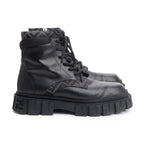 Black FF Canvas Black Leather Force Combat Boots, Men's Size 10