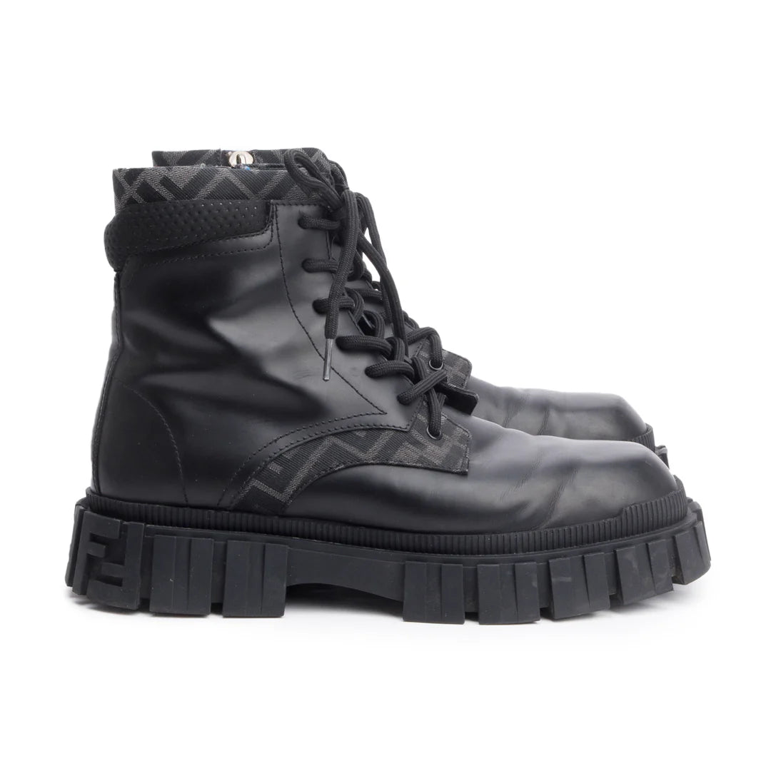 Black FF Canvas Black Leather Force Combat Boots, Men's Size 10