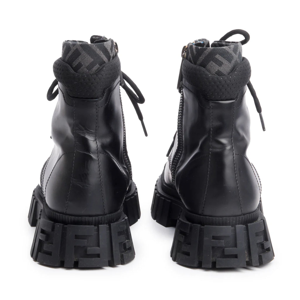 Black FF Canvas Black Leather Force Combat Boots, Men's Size 10