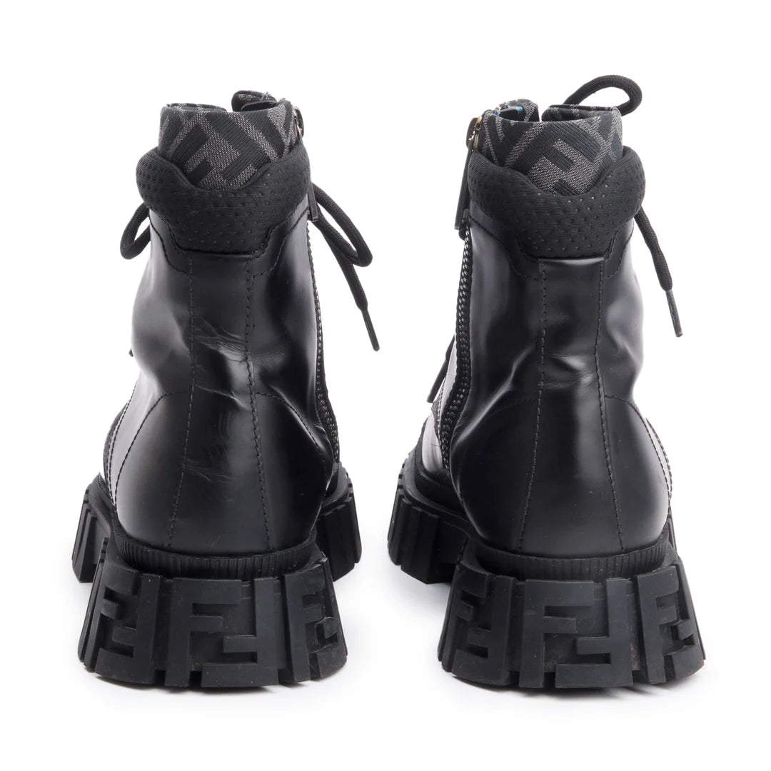 Black FF Canvas Black Leather Force Combat Boots, Men's Size 10