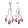 Platinum Pink Tourmaline &amp; Diamond Drop Earrings w/ Box Coeur Cult Core