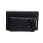 Black Calfskin Leather Cambon Yen Wallet w/ Box, Receipt &amp; Authenticity Card Coeur Cult Core