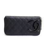 Black Calfskin Leather Cambon Yen Wallet w/ Box, Receipt &amp; Authenticity Card Coeur Cult Core