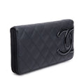 Black Calfskin Leather Cambon Yen Wallet w/ Box, Receipt &amp; Authenticity Card Coeur Cult Core