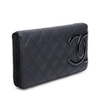 Black Calfskin Leather Cambon Yen Wallet w/ Box, Receipt &amp; Authenticity Card Coeur Cult Core
