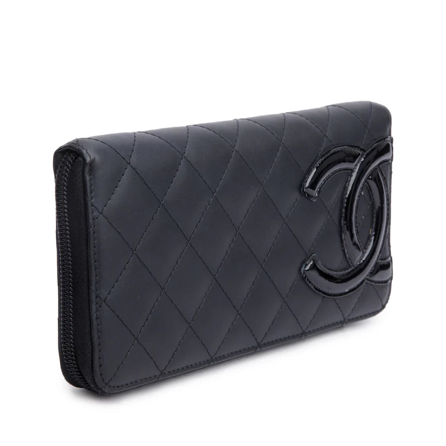 Black Calfskin Leather Cambon Yen Wallet w/ Box, Receipt &amp; Authenticity Card Coeur Cult Core