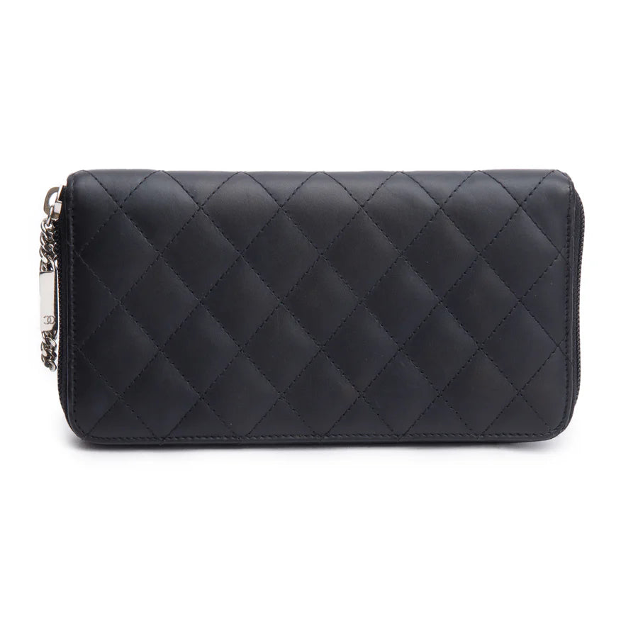 Black Calfskin Leather Cambon Yen Wallet w/ Box, Receipt &amp; Authenticity Card Coeur Cult Core