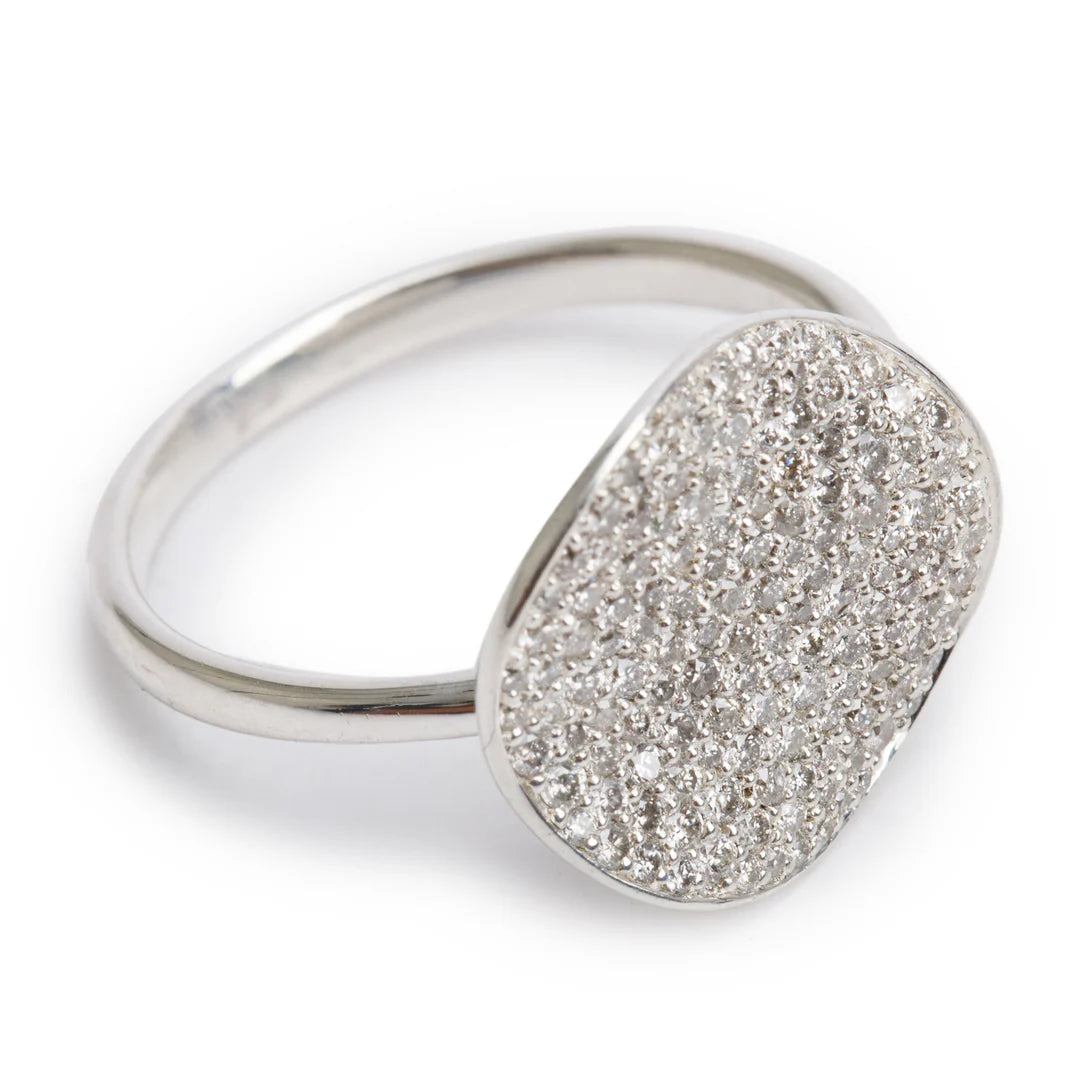 Sterling Silver Diamond Stardust Large Flower Ring, Size 7.25 Coeur Cult Core