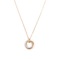 18k Yellow, White &amp; Rose Gold Half Paved Diamond Trinity Pendant Necklace, Small Model w/ Box