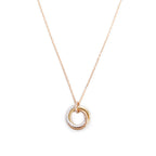 18k Yellow, White &amp; Rose Gold Half Paved Diamond Trinity Pendant Necklace, Small Model w/ Box