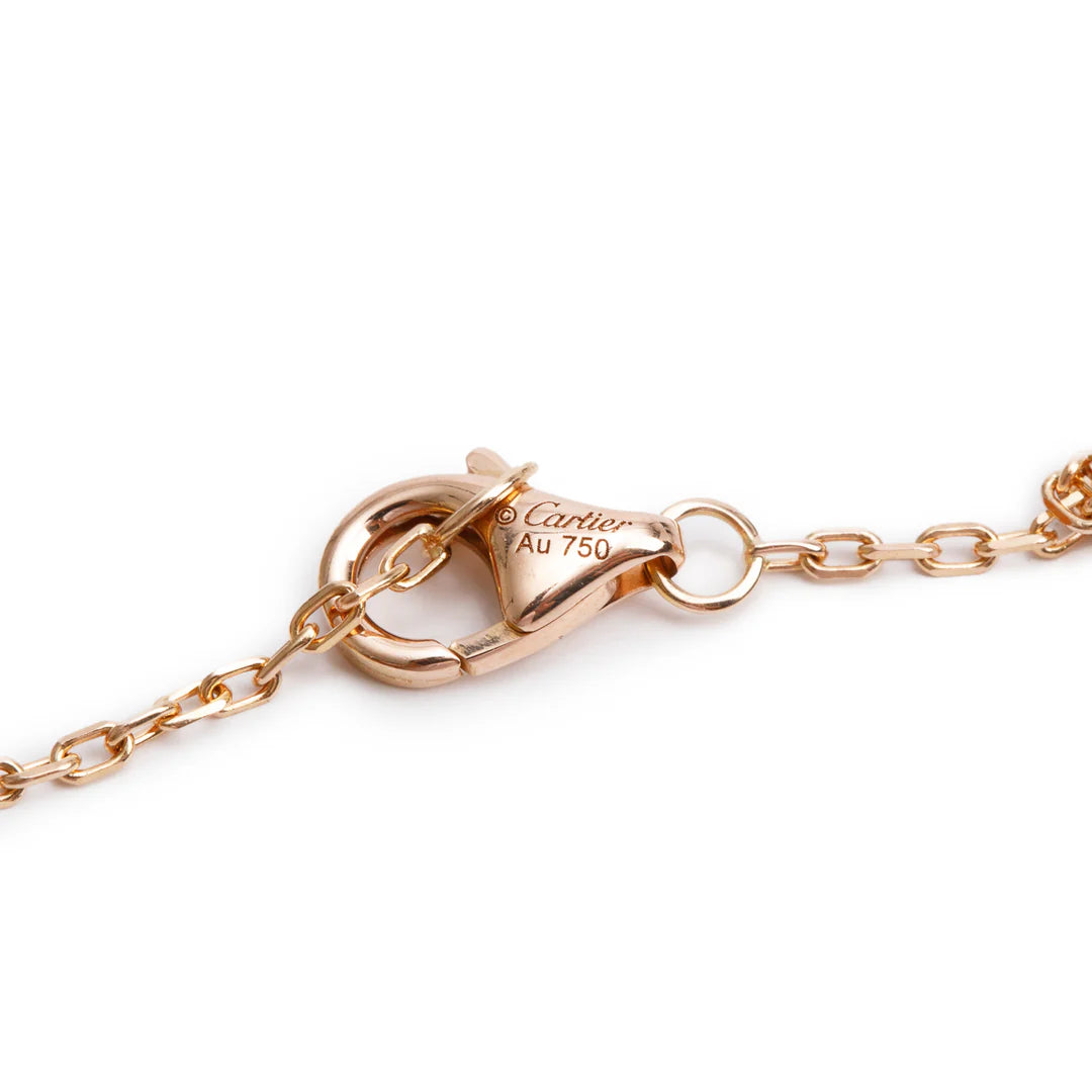 18k Yellow, White &amp; Rose Gold Half Paved Diamond Trinity Pendant Necklace, Small Model w/ Box