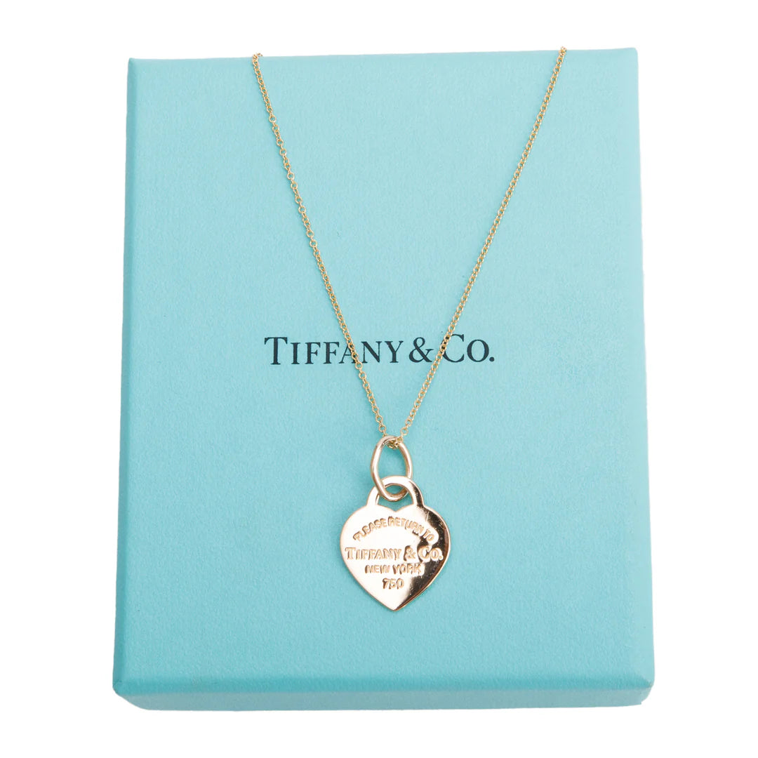 18k Rose Gold Return to Tiffany Small Heart Tag Pendant Necklace w/ Box