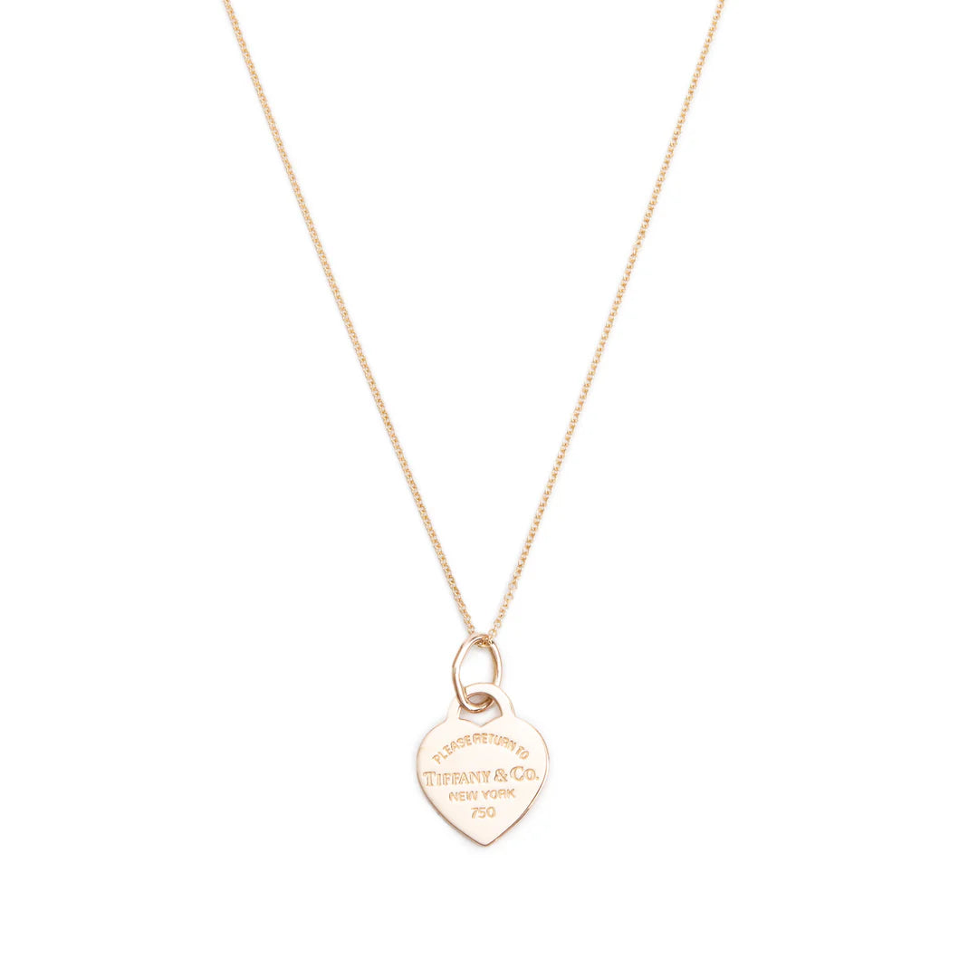 18k Rose Gold Return to Tiffany Small Heart Tag Pendant Necklace w/ Box