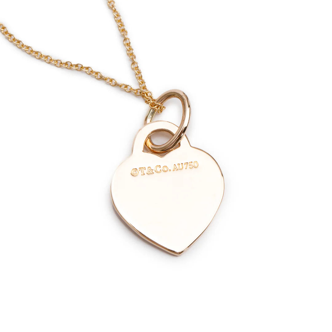 18k Rose Gold Return to Tiffany Small Heart Tag Pendant Necklace w/ Box