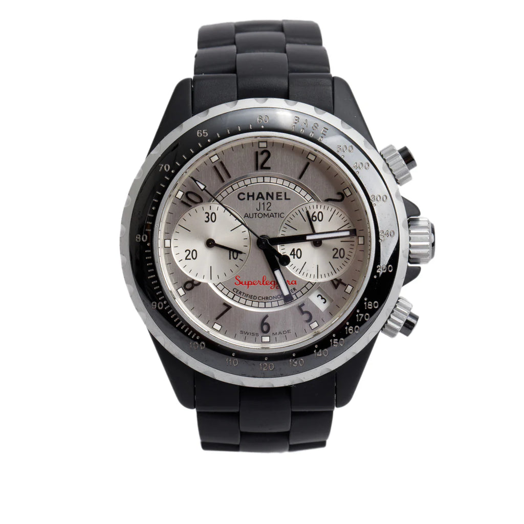Titanium &amp; Black Ceramic J12 41 MM Automatic Chronograph Watch w/ Box &amp; Papers