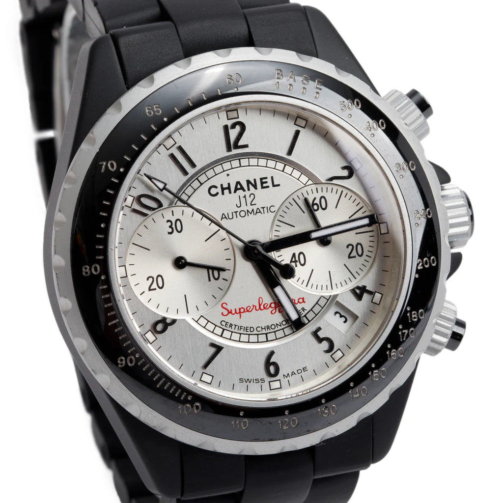 Titanium &amp; Black Ceramic J12 41 MM Automatic Chronograph Watch w/ Box &amp; Papers