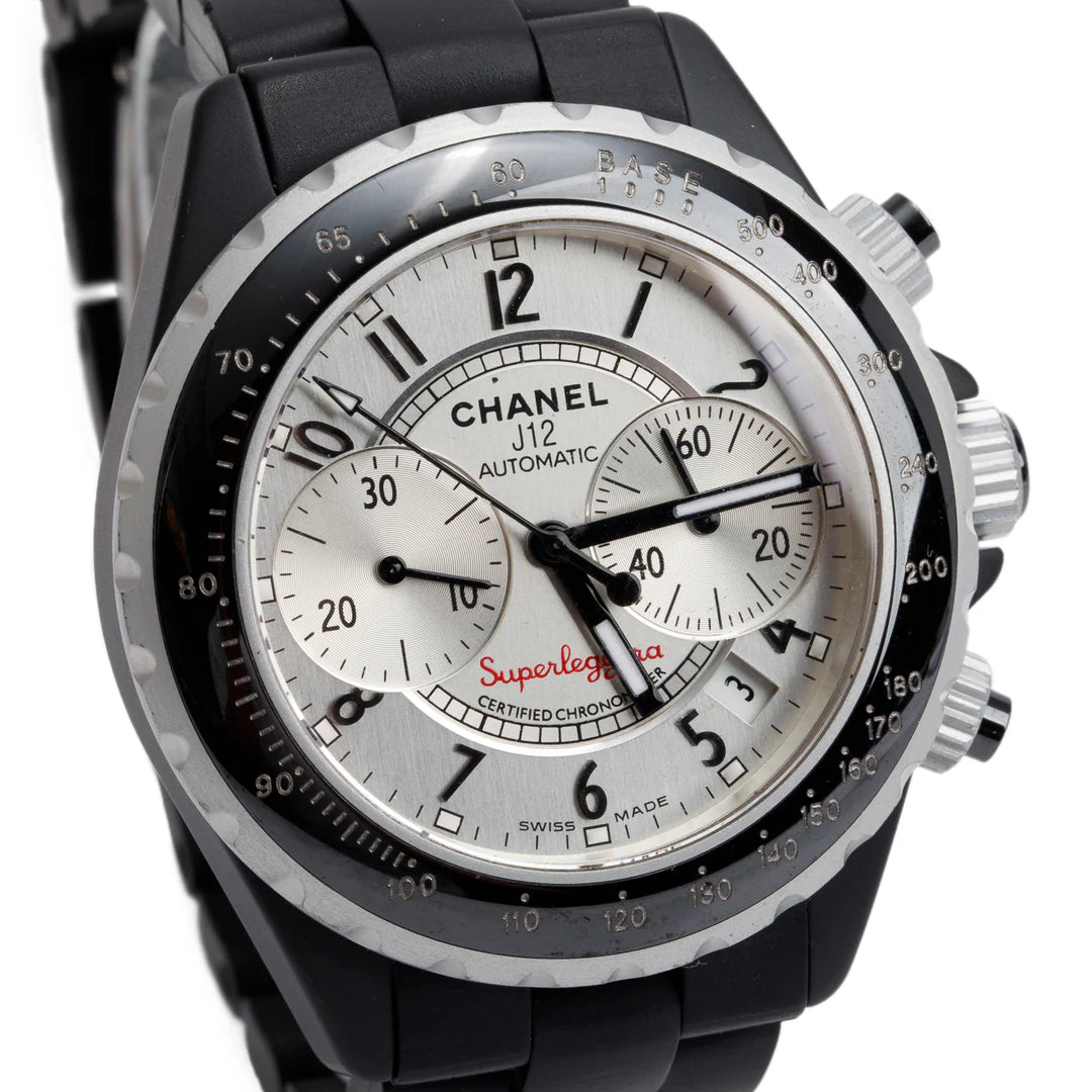 Titanium &amp; Black Ceramic J12 41 MM Automatic Chronograph Watch w/ Box &amp; Papers
