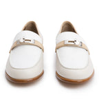 Blanc/Beige Calfskin Leather Destin Loafer, Size 39.5 w/ Box Coeur Cult Core