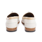 Blanc/Beige Calfskin Leather Destin Loafer, Size 39.5 w/ Box Coeur Cult Core