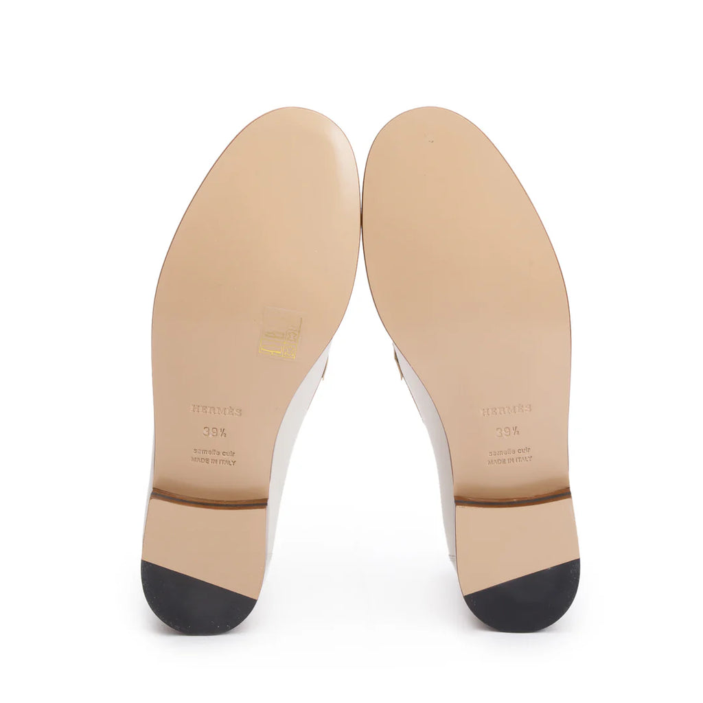 Blanc/Beige Calfskin Leather Destin Loafer, Size 39.5 w/ Box Coeur Cult Core