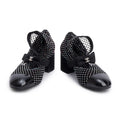 Black Interlocking CC Logo Bow &amp; Crystal Accent Sock Boots,Size 38 Coeur Cult Core