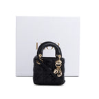 2022 Black Leather Micro Lady Dior Bag w/ Box &amp; Receipt