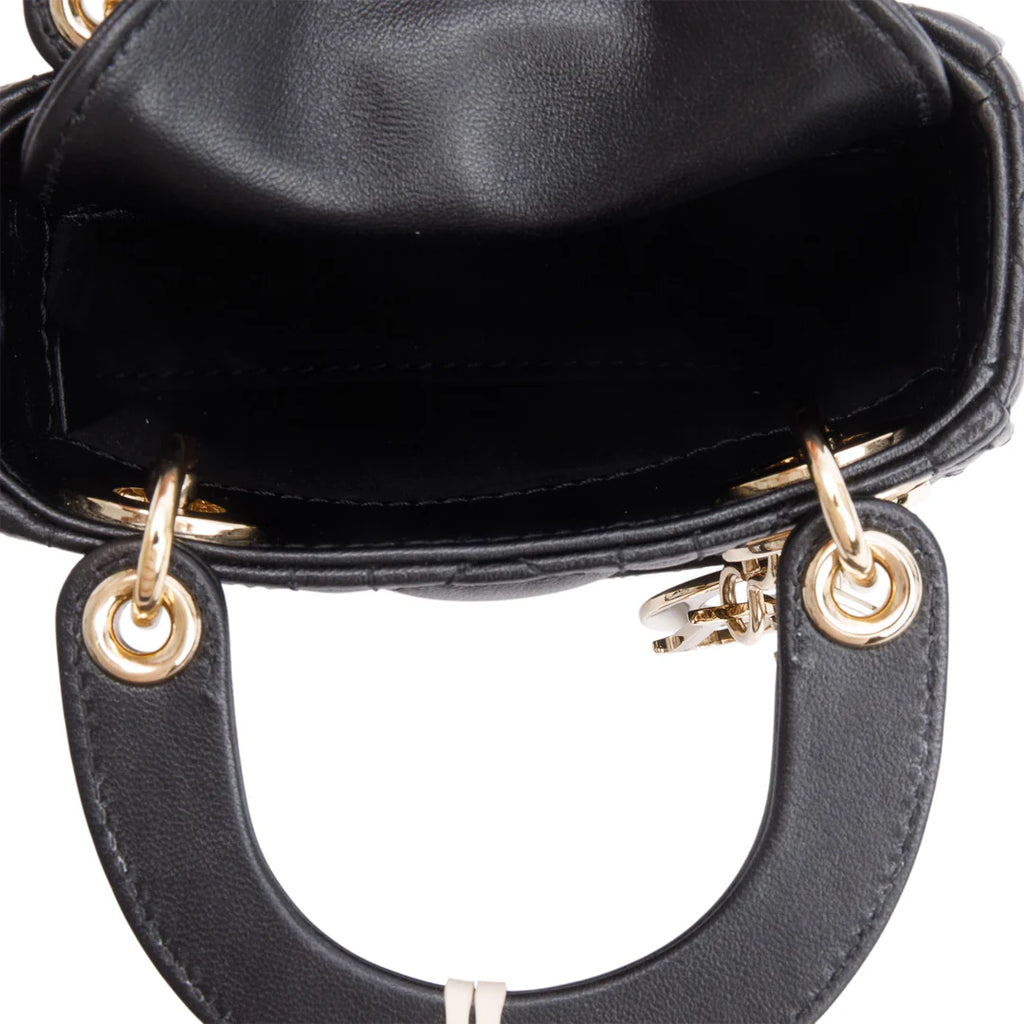 2022 Black Leather Micro Lady Dior Bag w/ Box &amp; Receipt