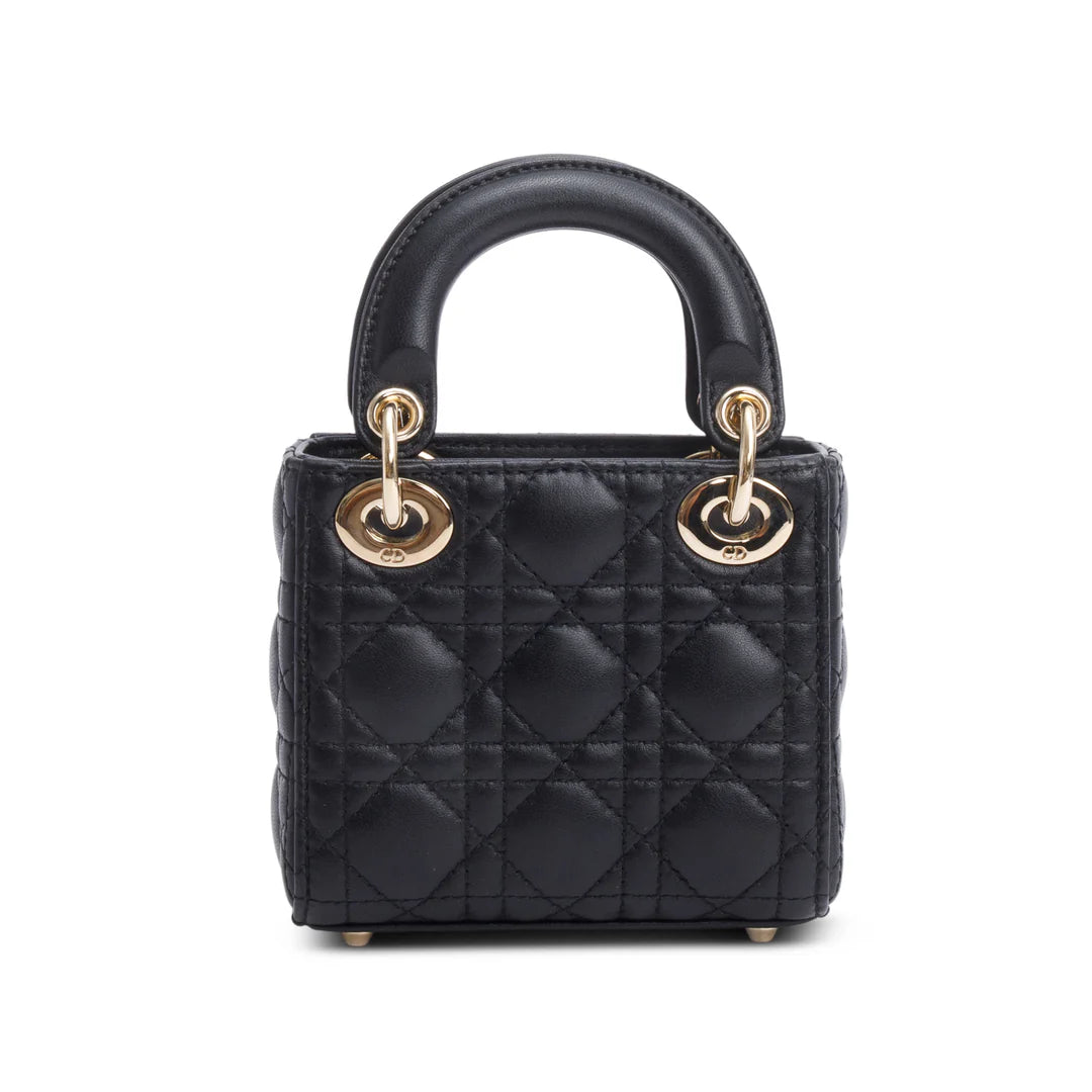 2022 Black Leather Micro Lady Dior Bag w/ Box &amp; Receipt
